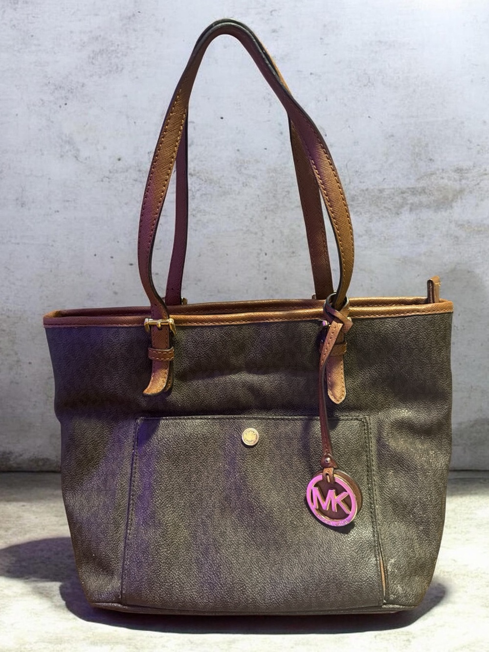 Michael Kors Brown and Tan Canvas Tote
